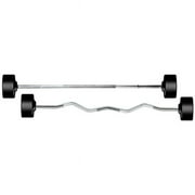 York Barbell Non-Slip Rubber Fixed Pro Straight Barbell, Multicolor, 20 lb