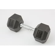 York Barbell Rubber Hex Dumbbell, 75 lbs, Chrome Ergo Handle