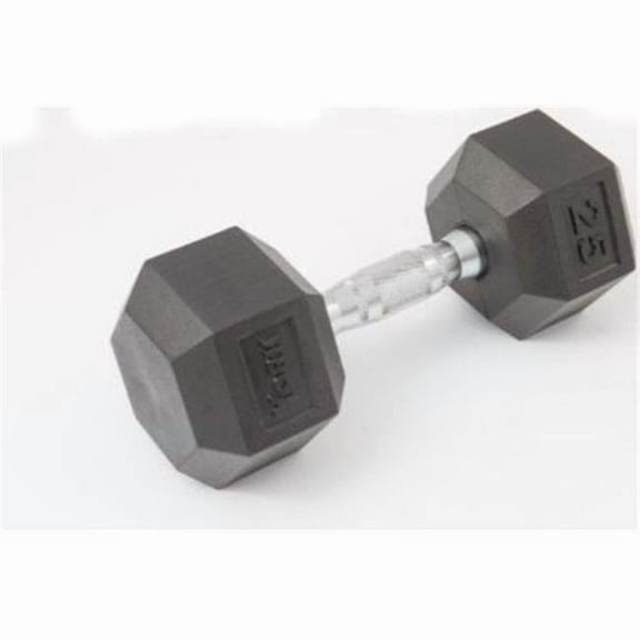 York Barbell  Rubber Hex Dumbbell with Chrome Ergo Handle - 30 lbs