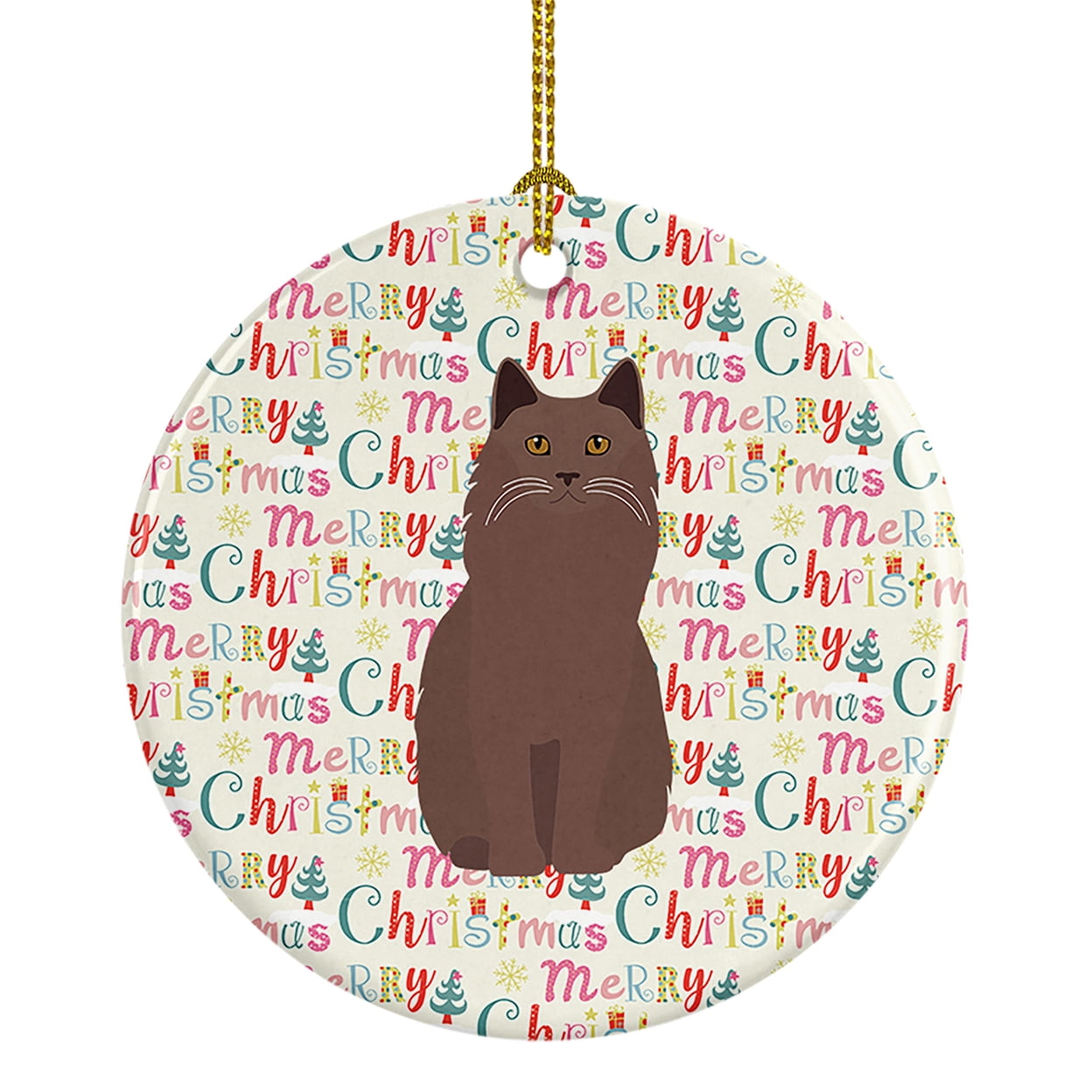 York Chocolate Cat Christmas Ceramic Ornament 2.8 in x 2.8 in
