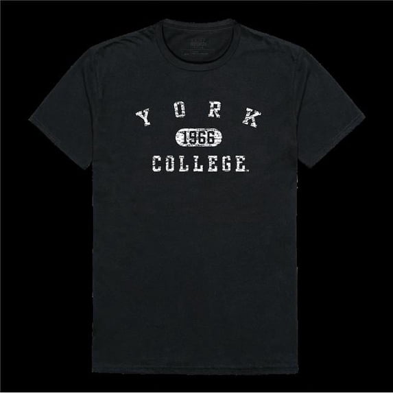 York College Cardinals Distressed Arch College T-Shirt, Black - Extra Large