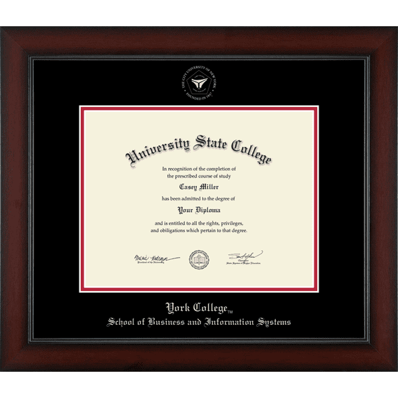 York College in New York School of Business and Information Systems Diploma Frame, Document Size 11" x 8.5"