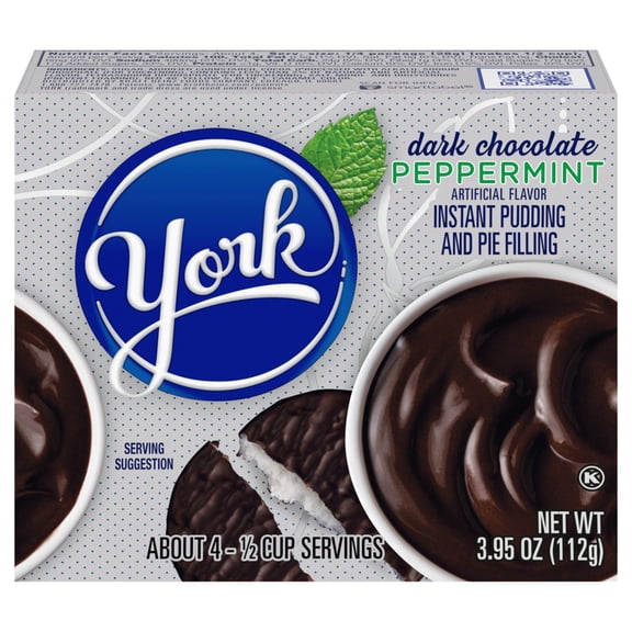 York Dark Chocolate Peppermint Instant Pudding & Pie Filling Mix, 3.95 oz Box