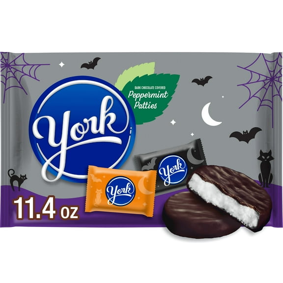 York Dark Chocolate Peppermint Patties Halloween Candy, Bag 11.4 oz