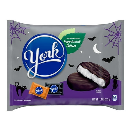 YORK, Halloween Candy, Snack Size Dark Chocolate Peppermint Patties, 11.4 oz, Bag