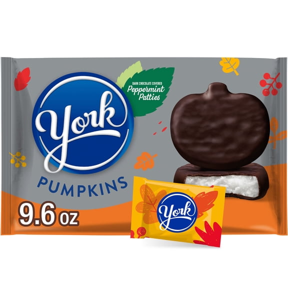 York Dark Chocolate Peppermint Patties Pumpkins Halloween Candy, Bag 9.6 oz