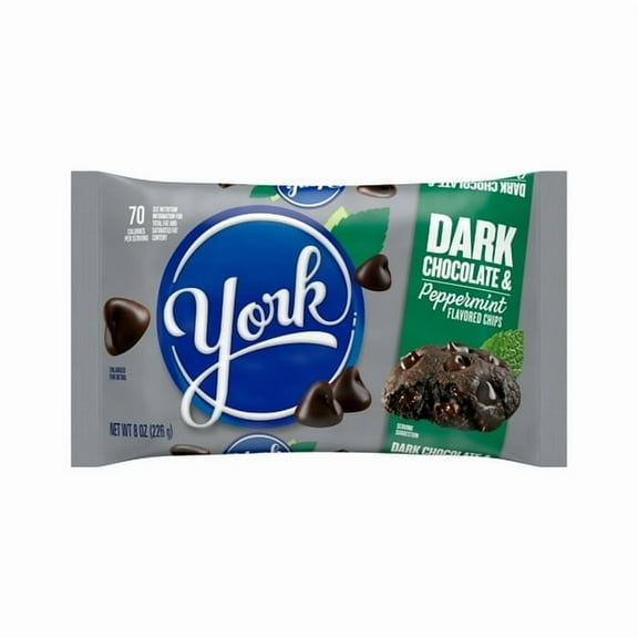York Dark Chocolate and Peppermint Flavored Baking Chips, Bag 8 oz pack of 1
