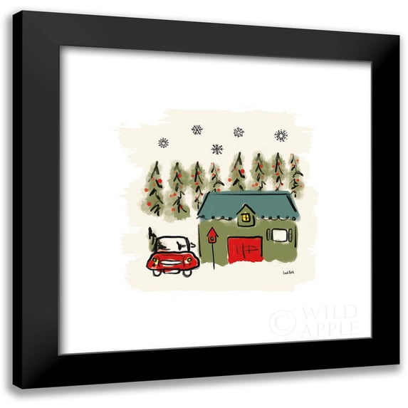 York, Leah 12x12 Black Modern Framed Museum Art Print Titled - Winter Village V