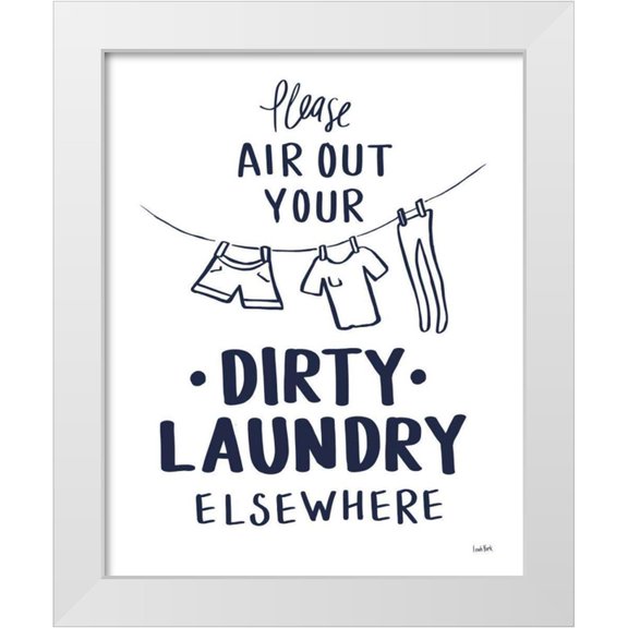 York, Leah 12x14 White Modern Wood Framed Museum Art Print Titled - Bathroom Etiquette I Navy