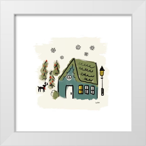 York, Leah 26x26 White Modern Wood Framed Museum Art Print Titled - Winter Village VI
