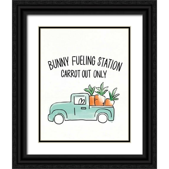 York, Leah 26x32 Black Ornate Wood Framed with Double Matting Museum Art Print Titled - Funny Bunny I