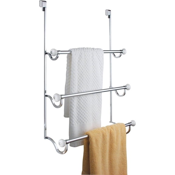 York Metal Over the Shower Door Towel Rack, Hooks for Master, Guest, Kids' Bathroom, 4.75" x 17.75" x 22.5", Chrome