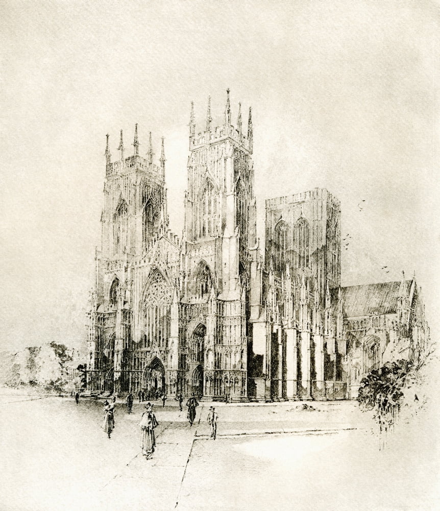 York Minster York England West Front In Late 19Th Century From Picturesque History Of Yorkshire Published C1900 Canvas Art - Ken Welsh Design Pics (26 x 30)