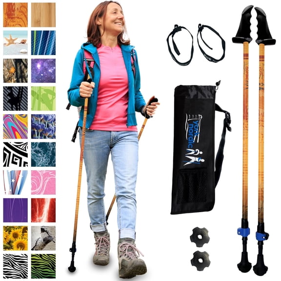 York Nordic Motivator Walking Poles for Stability and Rehab - Patented Stability Grips - Lightweight, Adjustable, and Collapsible - 2 Pieces Adjustable w/flip Locks - Heights 4'6" up to 6'2"