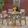 thumbnail image 1 of York Outdoor 5 Piece Acacia Wood Square Dining Set, Gray, 1 of 1