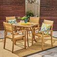 thumbnail image 1 of York Outdoor 5 Piece Acacia Wood Square Dining Set, Teak, 1 of 7