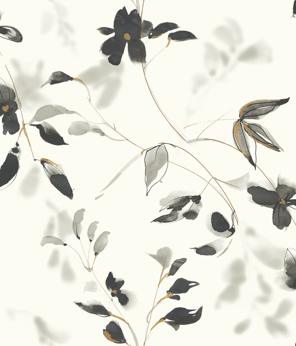 Black and White Floral Peel and Stick Wallpaper Roll
