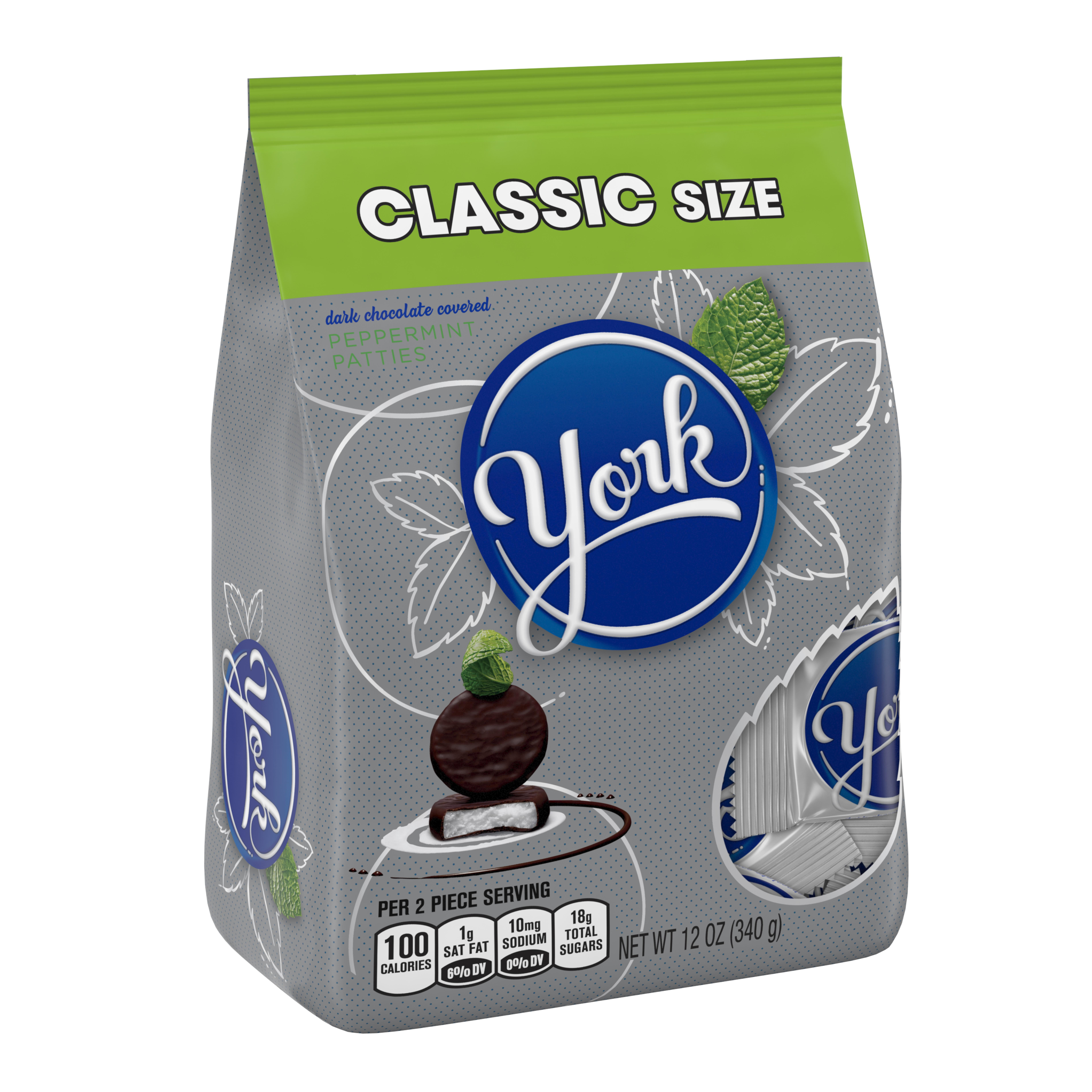 York Peppermint Patties Candy, Dark Chocolate, 12 Oz.