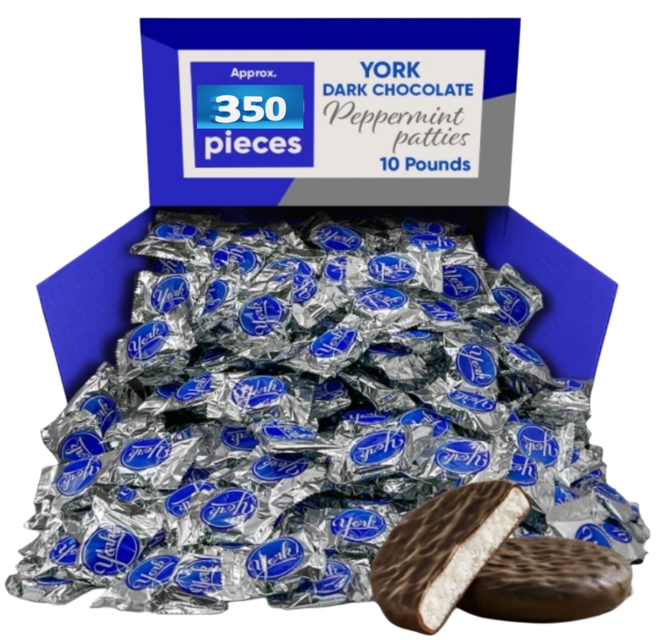 York Peppermint Patties - Dark Chocolate Peppermint Egg Candies - Individually Wrapped – Bulk Pack - 10 Pound