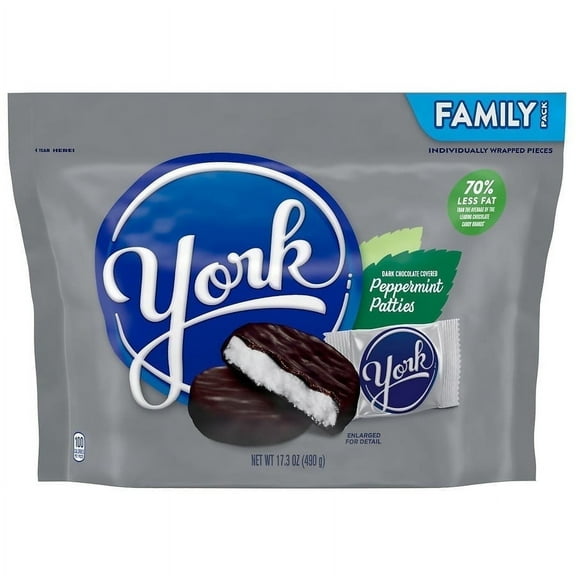 York Peppermint Patties, Individually Wrapped, Family Pack Dark Chocolate17.3oz Pack of 2