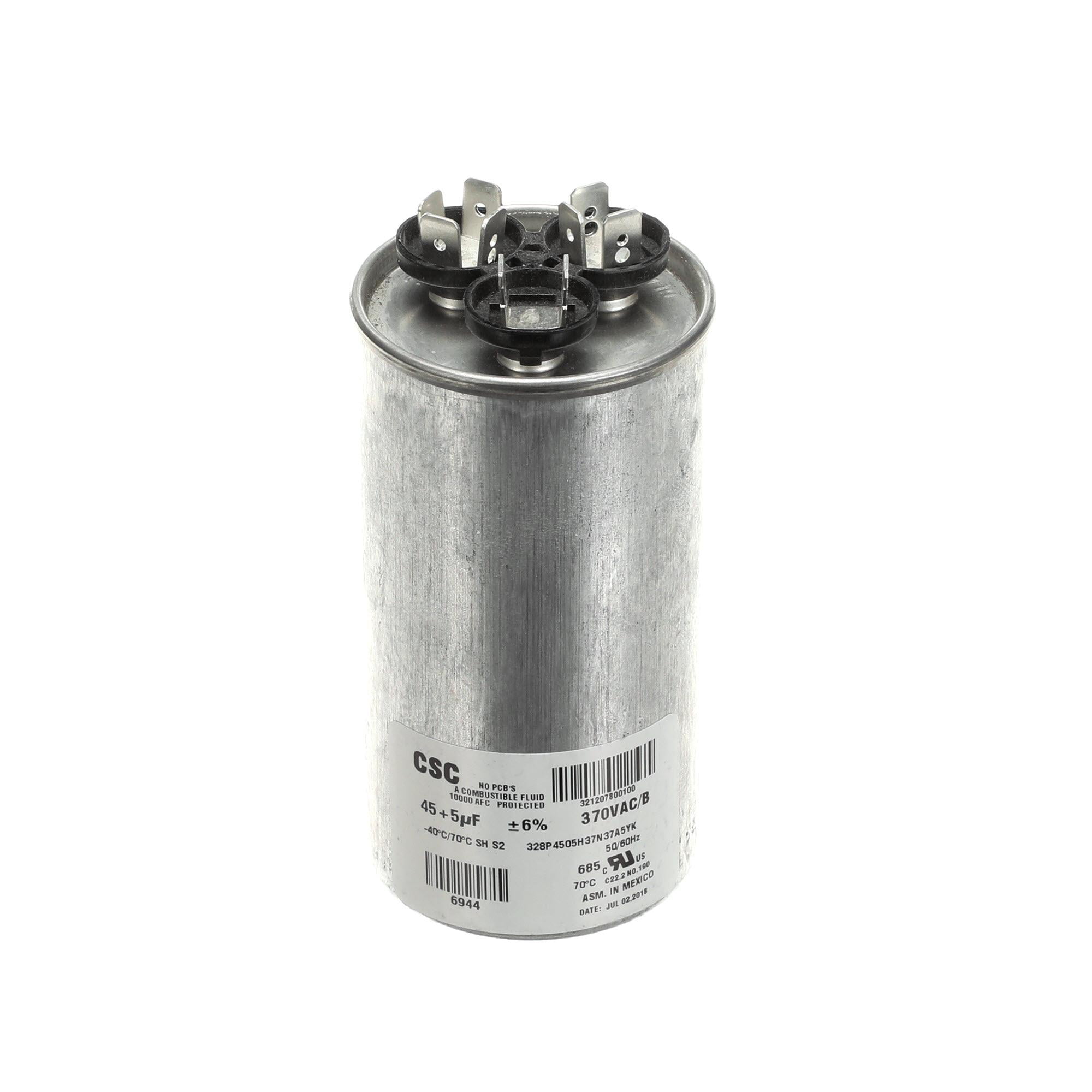 York Dual Run Capacitor, 45/5Mfd,370V,Round S1-02425895700 - Genuine