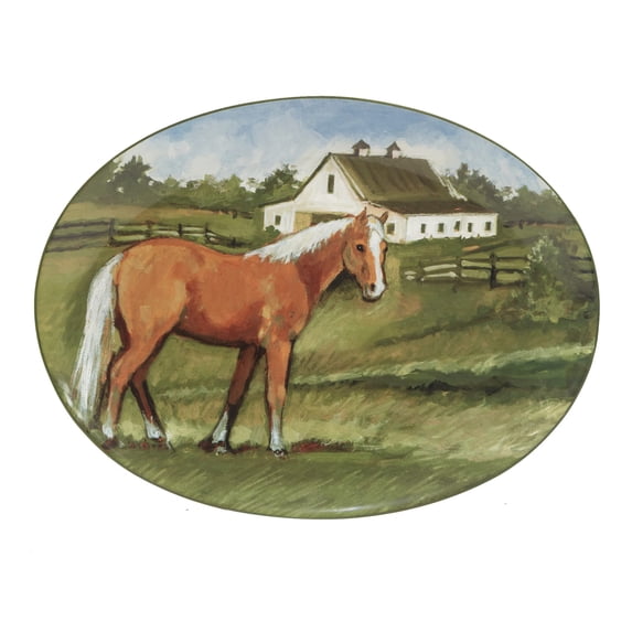 Certified International York Stables Oval Platter 16" x 12", Multicolor