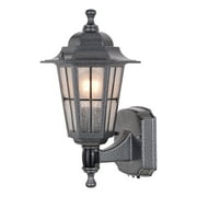 York Textured Pewter Motion Sensor Dusk to Dawn Traditional Outdoor Wall Light with Clear Glass