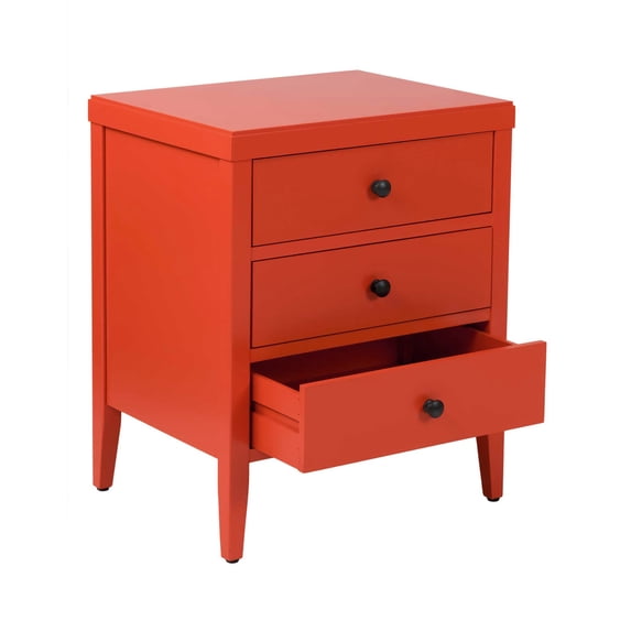 York Three Drawer Wooden Accent Side Table