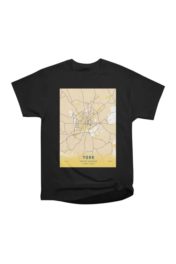 York United Kingdom Yellow City Map T-Shirt Tee Gift For Him Merch For Her Apparel For Fri