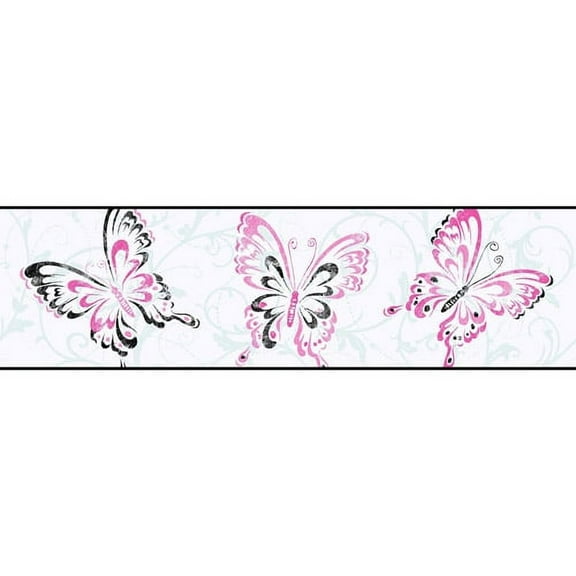 York Wallcoverings Butterfly and Scroll White Removable Wallpaper Border