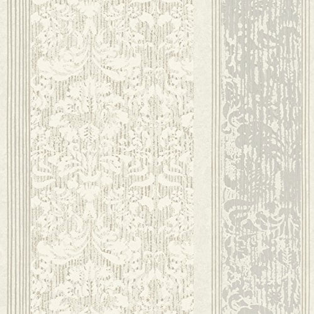 York Wallcoverings Damask Gray Stripe Wallpaper