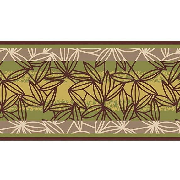 York Wallcoverings Graphic Leaves Stripe Wallpaper Border