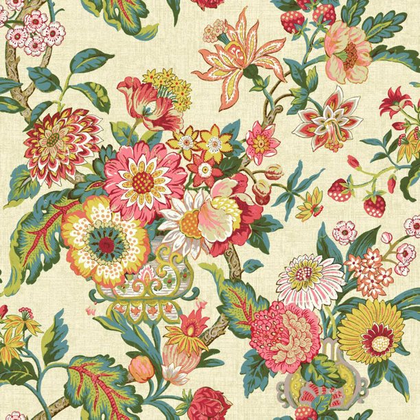 York Wallcoverings Pink Graceful Garden Removable Wallpaper