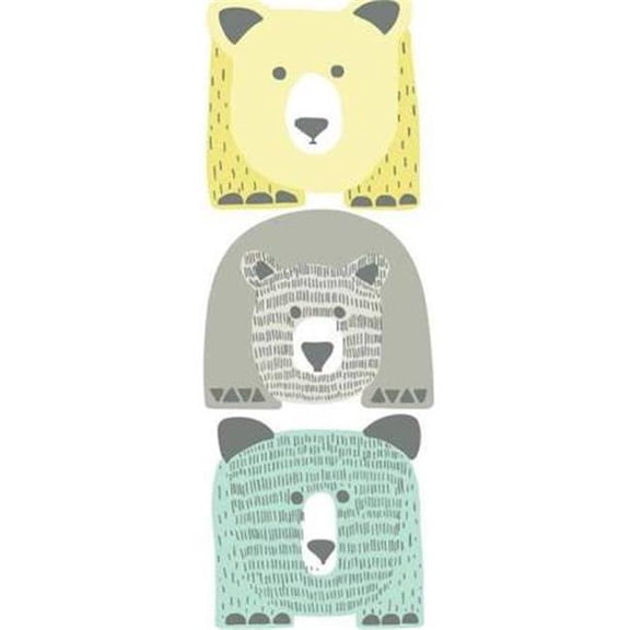 York Wallcoverings RMK3364GM RoomMates 3 Piece Dwell Studio Bears Repositionable Peel and Stick Wall Decals