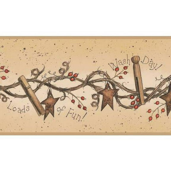 York Wallcoverings Wash Day Clothes Pin Removable Wallpaper Border