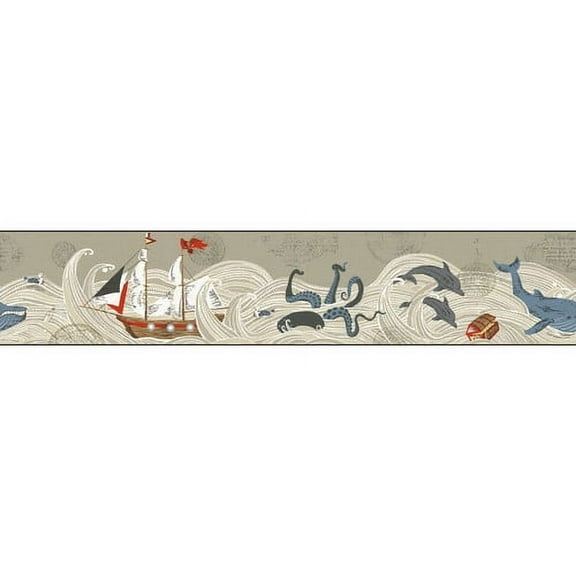 York Wallcoverings Waverly Kids Ships Ahoy! 15' x 9'' Border Wallpaper