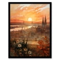 thumbnail image 1 of York Yorkshire Sunset Cityscape View Artwork Painting Artwork Framed Wall Art Print A4, 1 of 5