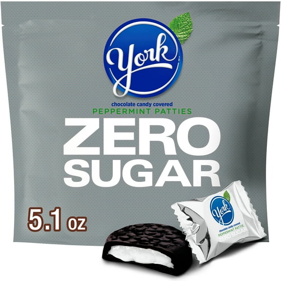 York Zero Sugar Chocolate Peppermint Patties Candy, Bag 5.1 oz
