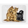 thumbnail image 1 of Yorkie Bath Mat, Realistic Drawing Long Haired Yorkie Domestic Pet Cute Dog with Mild Expression, Non-Slip Plush Mat Bathroom Kitchen Laundry Room Decor, 29.5 X 17.5 Inches, Mustard Black, Ambesonne, 1 of 2