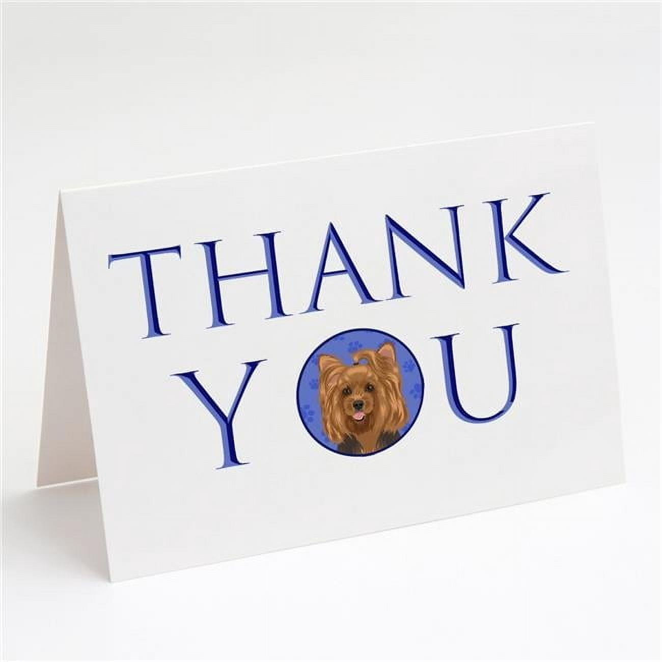 Yorkie Black and Gold #1 Thank You Greeting Cards and Envelopes Pack of 8 7 in x 5 in