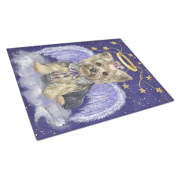 Yorkie Christmas Angel Glass Cutting Board - Large