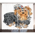 thumbnail image 1 of Ambesonne Yorkie Curtains 2 Panel Set, Terrier with Bow, 108" x 90", Grey Apricot, 1 of 3