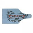 thumbnail image 1 of Yorkie Cutting Board, Yorkshire Terrier Portrait Red Nerd Glasses Tainted Backdrop Animal, Tempered Glass Cutting and Serving Board, Wine Bottle Shape, Pale Blue Grey Vermilion, by Ambesonne, 1 of 1