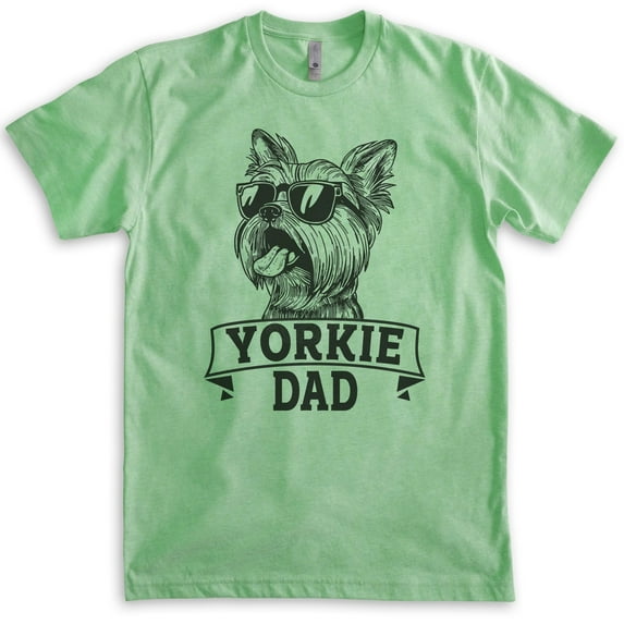 Yorkie Dad T-shirt, Unisex Men's Shirt, Yorkshire Terrier, Yorkie Owner, Best Dog Dad Gift, Heather Apple Green, Small