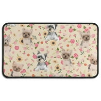 Yorkie Dog and Flower Florals Door Rugs,Washable Non Slip Door Mats Indoor,Decorative Door Mats,Entry Mat Indoor for Entrance,Bedroom,Kitchen,Bathroom,30"x17"