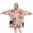 thumbnail image 1 of Yorkie Dog and Flower Florals Wearable Oversized Blanket,Wearable Blanket Hoodie for Adults,Cozy Hooded Blankets with Super Pockets,Super Warm Fuzzy Pullover for Women & Men, 1 of 6