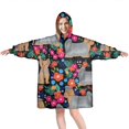 thumbnail image 1 of Yorkie Dog and Flower Florals Wearable Oversized Blanket,Wearable Blanket Hoodie for Adults,Cozy Hooded Blankets with Super Pockets,Super Warm Fuzzy Pullover for Women & Men, 1 of 6