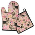 thumbnail image 1 of Yorkie Dog and Flower Florals Kitchen Oven Mitt and Pot Holder Sets 2 Pcs for Baking, Cooking and Grilling, Heat Resistant Up To 392 °F, 1 of 7