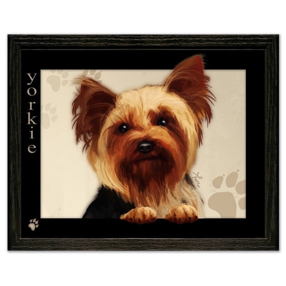 Yorkie Dog by Scott Rogers Paws on the Picture Frame 13x10 Framed Art Print
