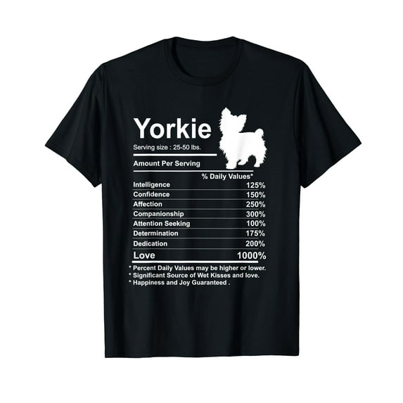 Yorkie Facts nutrition Gift Funny Yorkshire mom Dog T-Shirt
